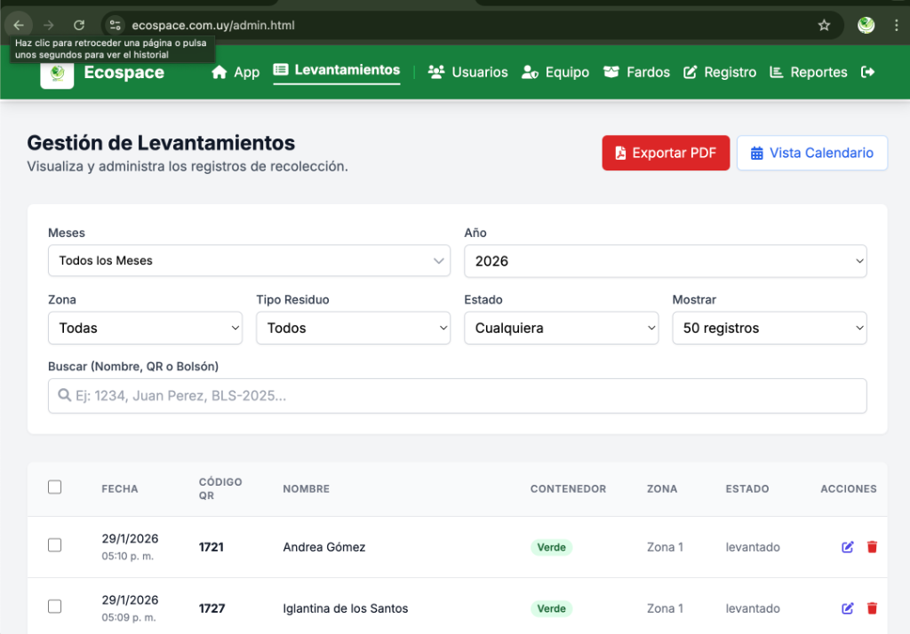 Captura de Gestión de Usuarios